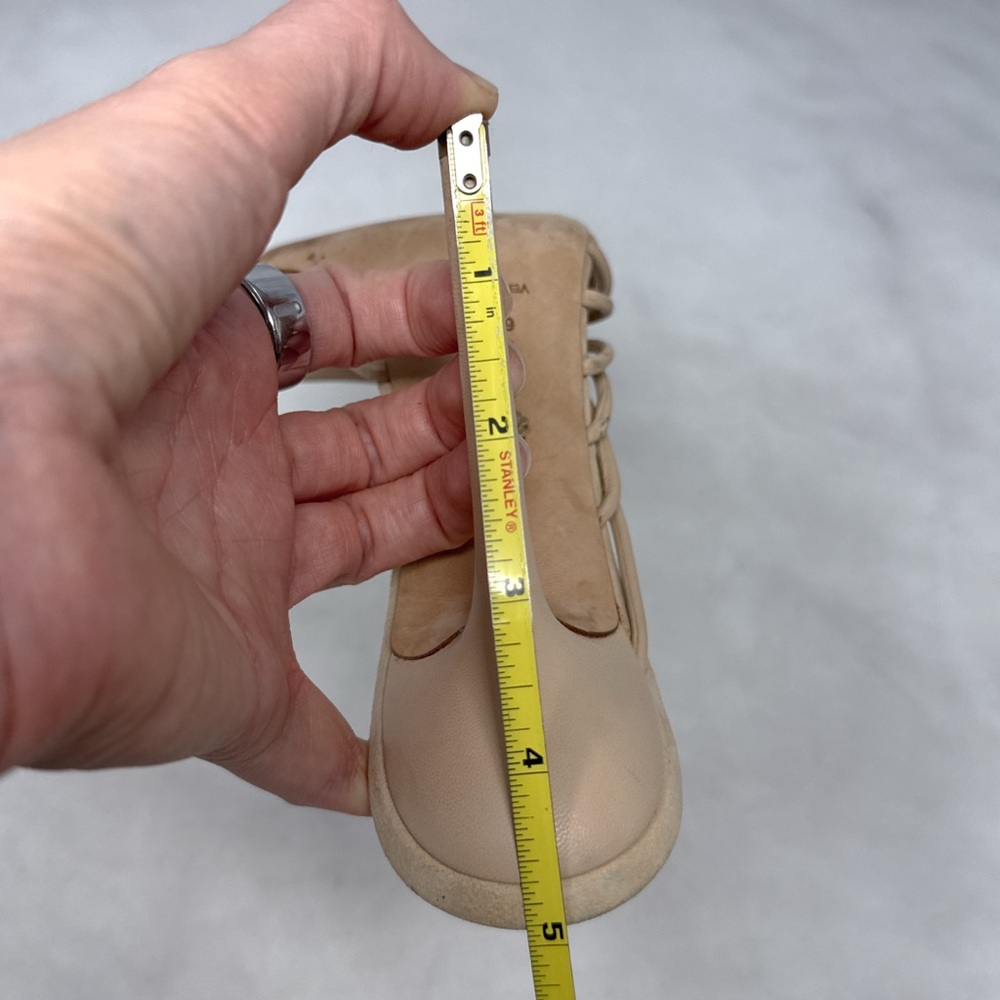 BALLY Switzerland Vintage Y2K Strappy Bow Leather Stiletto Heel Mule Sandal Nude - Picture 15 of 16